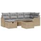 Preview: 7-teiliges Garten Sofa Set mit Kissen Beige Poly Rattan, 2-Sitzer Garten Sofa mit Kissen Beige Poly Rattan
