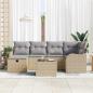Preview: 7-teiliges Garten Sofa Set mit Kissen Beige Poly Rattan, 2-Sitzer Garten Sofa mit Kissen Beige Poly Rattan