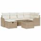 Preview: 7-teiliges Garten-Sofa-Set mit Kissen Beige Poly Rattan, 2-Sitzer Garten-Sofa mit Kissen Beige Poly Rattan