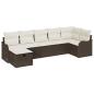 Preview: 7-teiliges Garten Sofa Set mit Kissen Braun Poly Rattan, 2-Sitzer Garten Sofa mit Kissen Braun Poly Rattan