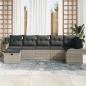 Preview: 7-teiliges Garten Sofa Set mit hellgrauen Kissen aus Poly Rattan, 2-Sitzer Garten Sofa mit hellgrauen Kissen aus Poly Rattan