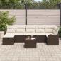 Preview: 8-teiliges Garten-Sofa-Set mit Kissen Braun Poly Rattan, 2-Sitzer Garten-Sofa mit Kissen Braun Poly Rattan
