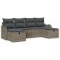 Preview: 6-teiliges Garten Sofa Set mit Kissen in grauem Poly Rattan, 2-Sitzer Garten Sofa mit Kissen in grauem Poly Rattan