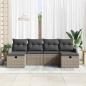 Preview: 6-teiliges Garten Sofa Set mit Kissen in grauem Poly Rattan, 2-Sitzer Garten Sofa mit Kissen in grauem Poly Rattan