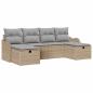 Preview: 6-teiliges Garten-Sofa-Set mit Kissen Beige Poly-Rattan, 2-Sitzer Garten-Sofa mit Kissen Beige Poly-Rattan