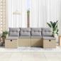 Preview: 6-teiliges Garten-Sofa-Set mit Kissen Beige Poly-Rattan, 2-Sitzer Garten-Sofa mit Kissen Beige Poly-Rattan