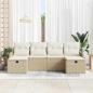 Preview: 6-teiliges Garten-Sofa Set mit Kissen Beige Poly-Rattan, 2-Sitzer Garten-Sofa mit Kissen Beige Poly-Rattan
