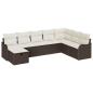 Preview: 8-teiliges Garten-Sofa-Set mit Kissen, braunes Poly-Rattan, 2-Sitzer Garten-Sofa mit Kissen, braunes Poly-Rattan