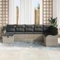 Preview: 8 teiliges Garten Sofa Set mit Kissen Hellgrau Poly Rattan, 2-Sitzer Garten Sofa mit Kissen Hellgrau Poly Rattan