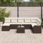Preview: 9-teiliges Garten Sofa Set mit Kissen Braunes Poly Rattan, 2-Sitzer Garten Sofa mit Kissen Braunes Poly Rattan