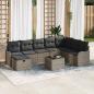 Preview: ARDEBO.de - 9-teilige Gartensofa Set mit Kissen Grau Poly Rattan, 2-Sitzer Gartensofa mit Kissen Grau Poly Rattan