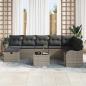 Preview: 9-teilige Gartensofa Set mit Kissen Grau Poly Rattan, 2-Sitzer Gartensofa mit Kissen Grau Poly Rattan