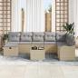 Preview: 9-teilige Garten-Sofa-Set mit Kissen Beige Poly Rattan, 2-Sitzer Garten-Sofa mit Kissen Beige Poly Rattan