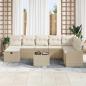 Preview: 9-teiliges Garten Sofa Set mit Kissen Beige Poly Rattan, 2-Sitzer Garten Sofa mit Kissen Beige Poly Rattan