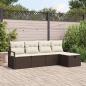 Preview: ARDEBO.de - 5-teiliges Garten Sofa Set mit Kissen Braun Poly Rattan, 2-Sitzer Garten Sofa mit Kissen Braun Poly Rattan