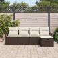 Preview: 5-teiliges Garten Sofa Set mit Kissen Braun Poly Rattan, 2-Sitzer Garten Sofa mit Kissen Braun Poly Rattan