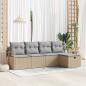 Preview: ARDEBO.de - 5-teiliges Garten-Sofa-Set mit Kissen Beige Poly-Rattan, 2-Sitzer Garten-Sofa mit Kissen Beige Poly-Rattan