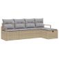 Preview: 5-teiliges Garten-Sofa-Set mit Kissen Beige Poly-Rattan, 2-Sitzer Garten-Sofa mit Kissen Beige Poly-Rattan