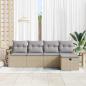 Preview: 5-teiliges Garten-Sofa-Set mit Kissen Beige Poly-Rattan, 2-Sitzer Garten-Sofa mit Kissen Beige Poly-Rattan