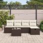 Preview: 6-teiliges Garten Sofa Set mit Kissen Braun Poly Rattan, 2-Sitzer Garten Sofa mit Kissen Braun Poly Rattan