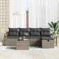 Preview: 6-teiliges Garten Sofa Set mit Kissen grau Poly Rattan, 2-Sitzer Garten Sofa mit Kissen grau Poly Rattan