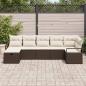 Preview: 7-teiliges Garten Sofa Set mit Kissen, braunes Poly Rattan, 2-Sitzer Garten Sofa mit Kissen, braunes Poly Rattan