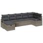 Preview: 7-teiliges Garten Sofa Set mit Kissen Grau Poly Rattan, 2-Sitzer Garten Sofa mit Kissen Grau Poly Rattan