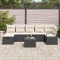Preview: 8-teiliges Garten-Sofa-Set mit Kissen Schwarz Poly Rattan, 2-Sitzer Garten-Sofa mit Kissen Schwarz Poly Rattan