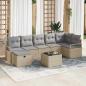 Preview: ARDEBO.de - 8-teiliges Garten Sofa Set mit Kissen Beige Poly Rattan, 2-Sitzer Garten Sofa mit Kissen Beige Poly Rattan
