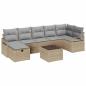 Preview: 8-teiliges Garten Sofa Set mit Kissen Beige Poly Rattan, 2-Sitzer Garten Sofa mit Kissen Beige Poly Rattan