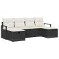 Preview: 6-teiliges Garten Sofa Set mit Kissen Schwarzes Poly Rattan, 2-Sitzer Garten Sofa mit Kissen Schwarzes Poly Rattan