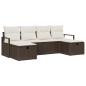 Preview: 6-teiliges Garten Sofa Set mit Kissen Braun Poly Rattan, 2-Sitzer Garten Sofa mit Kissen Braun Poly Rattan