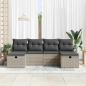 Preview: 6-teiliges Garten Sofa Set mit Kissen Hellgrau Poly Rattan, 2-Sitzer Garten Sofa mit Kissen Grau Poly Rattan
