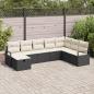 Preview: ARDEBO.de - 8-teiliges Garten-Sofa-Set mit Kissen schwarzes Poly-Rattan, 2-Sitzer Garten-Sofa mit Kissen schwarzes Poly-Rattan