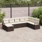 Preview: ARDEBO.de - 8-teiliges Garten Sofa Set mit Kissen in braunem Poly Rattan, 2-Sitzer Garten Sofa mit Kissen in braunem Poly Rattan