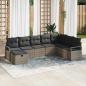Preview: ARDEBO.de - 8-teiliges Garten Sofa Set mit Kissen Grau Poly Rattan, 2-Sitzer Garten Sofa mit Kissen Grau Poly Rattan