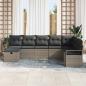 Preview: 8-teiliges Garten Sofa Set mit Kissen Grau Poly Rattan, 2-Sitzer Garten Sofa mit Kissen Grau Poly Rattan