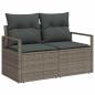 Preview: 8-teiliges Garten Sofa Set mit Kissen Grau Poly Rattan, 2-Sitzer Garten Sofa mit Kissen Grau Poly Rattan