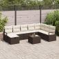 Preview: ARDEBO.de - 9-teiliges Garten Sofa Set mit Kissen Braunes Poly Rattan, 2-Sitzer Garten Sofa mit Kissen Braunes Poly Rattan