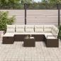 Preview: 9-teiliges Garten Sofa Set mit Kissen Braunes Poly Rattan, 2-Sitzer Garten Sofa mit Kissen Braunes Poly Rattan