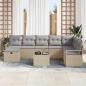 Preview: 9-teiliges Garten Sofa Set mit Kissen Beige Poly Rattan, 2-Sitzer Garten Sofa mit Kissen Beige Poly Rattan