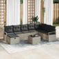 Preview: ARDEBO.de - 9-teilige Garten Sofa Set mit Kissen Hellgrau Poly Rattan, 2-Sitzer Garten Sofa mit Kissen Grau Poly Rattan