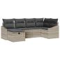 Preview: 6-teiliges Garten-Sofaset mit Kissen in Hellgrau Poly-Rattan