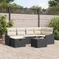 Preview: ARDEBO.de - 7-teiliges Garten-Sofa-Set mit Kissen Schwarz Poly Rattan