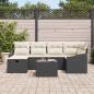 Preview: 7-teiliges Garten-Sofa-Set mit Kissen Schwarz Poly Rattan