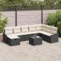 Preview: ARDEBO.de - 9-teiliges Garten-Sofa-Set mit Kissen Schwarz Poly-Rattan