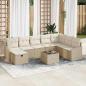 Preview: ARDEBO.de - 9-teiliges Garten Sofa Set mit Kissen Beige Poly Rattan
