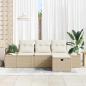 Preview: 4-teiliges Garten Sofa Set mit Kissen Beige Poly Rattan