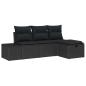 Preview: ARDEBO.de - 4-teiliges Garten-Sofa-Set mit Kissen Schwarz Poly-Rattan