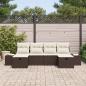 Preview: ARDEBO.de - 6-teiliges Garten-Sofa-Set mit Kissen Braun Poly-Rattan